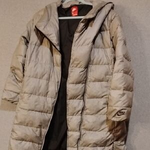 Nike Silver Quilted Hooded Coat